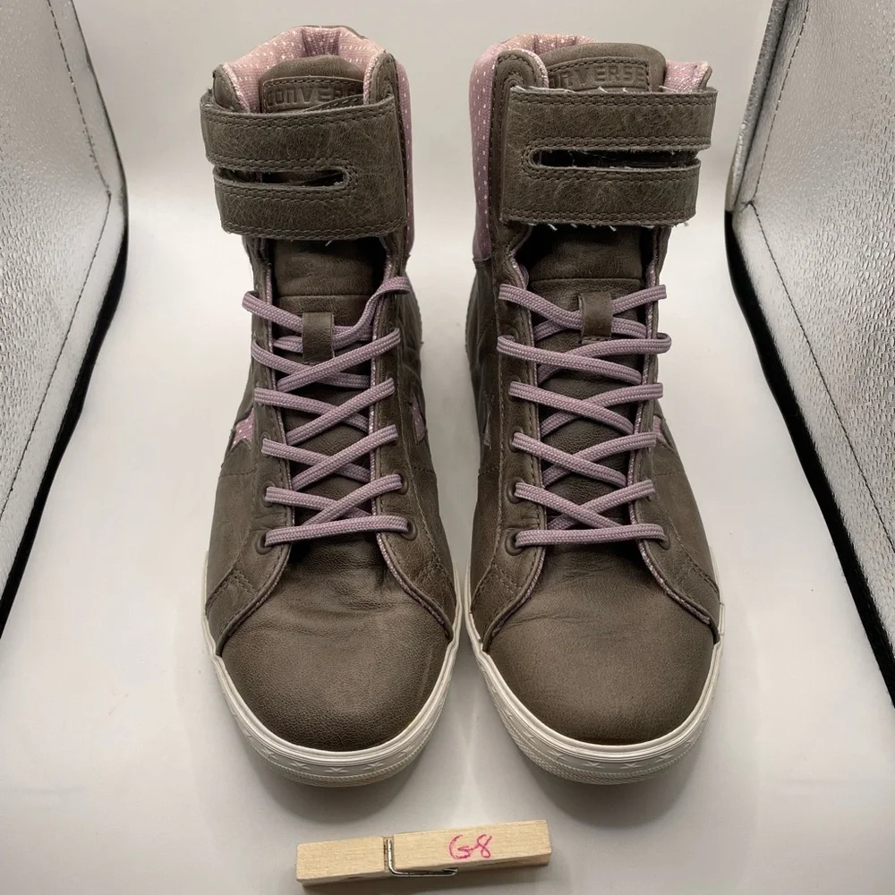 Converse All Star High-Top Sneakers - Brown and Pink leather size 5.5Youth